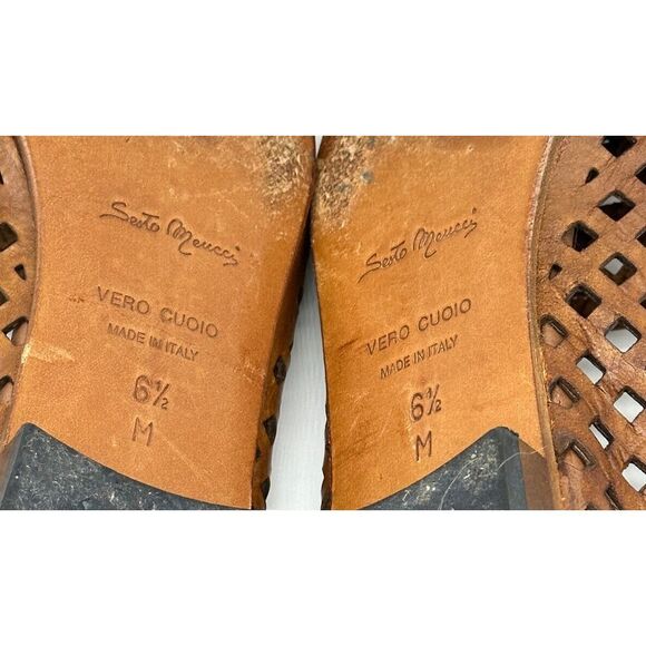 Sesto Meucci Shoes Women 6.5 M Brown Leather Flat Slip On Loafers Comfort Ladies - Picture 9 of 11